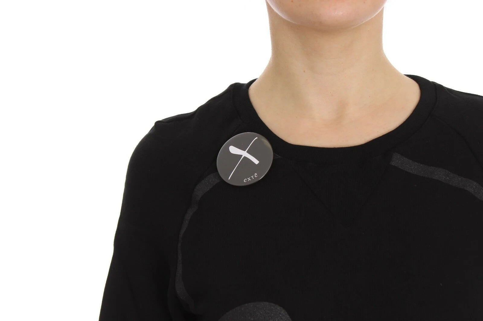 Exte Black Cotton Motive Print Crewneck Pullover Sweater - IT40|S - Sweaters