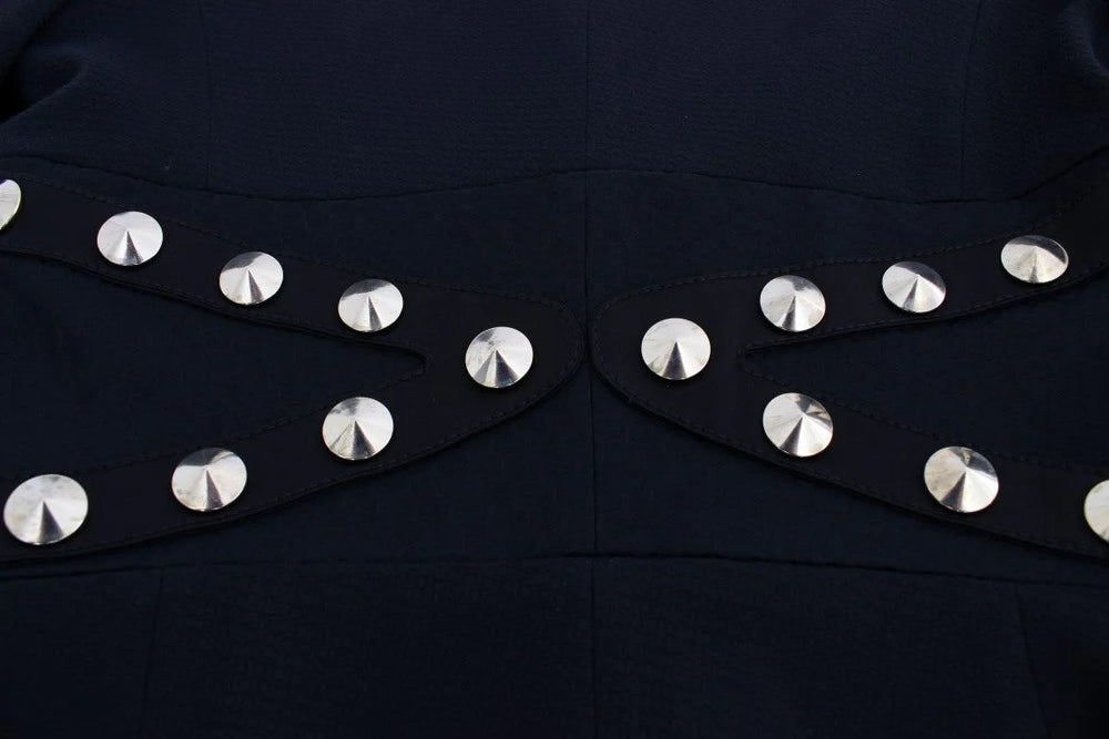 Exte Black Cotton Stretch Gold Studded Blazer Jacket - IT44|L - Sport Jackets