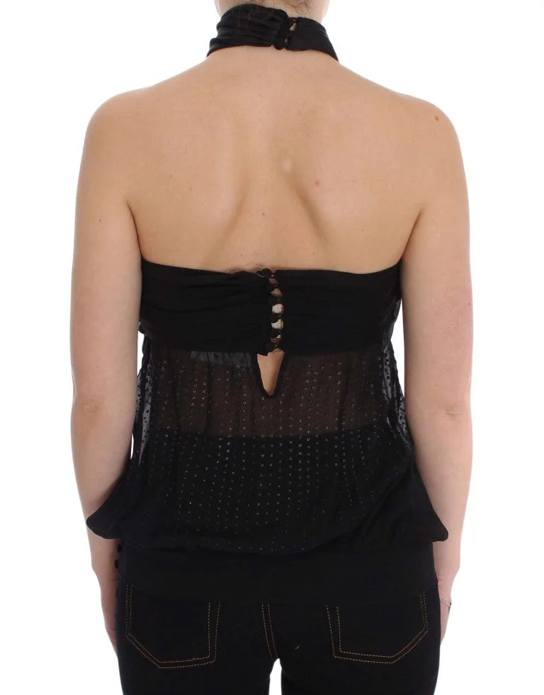 Exte Black Neck Wrap Top Blouse - Blouses