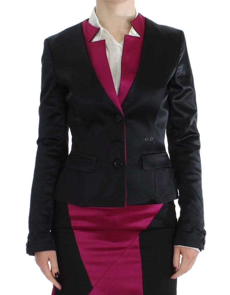 Exte Black Pink Stretch Blazer Jacket - IT40|S - Coats & Jackets