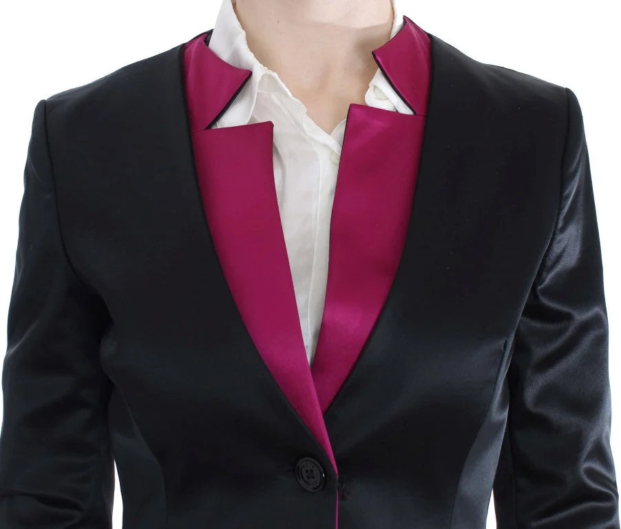 Exte Black Pink Stretch Blazer Jacket - IT40|S - Coats & Jackets