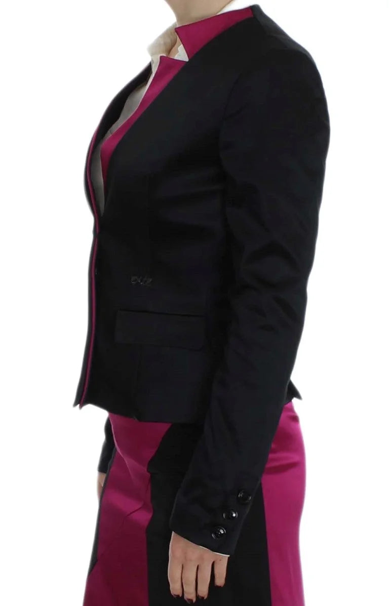 Exte Black Pink Stretch Blazer Jacket - IT40|S - Coats & Jackets
