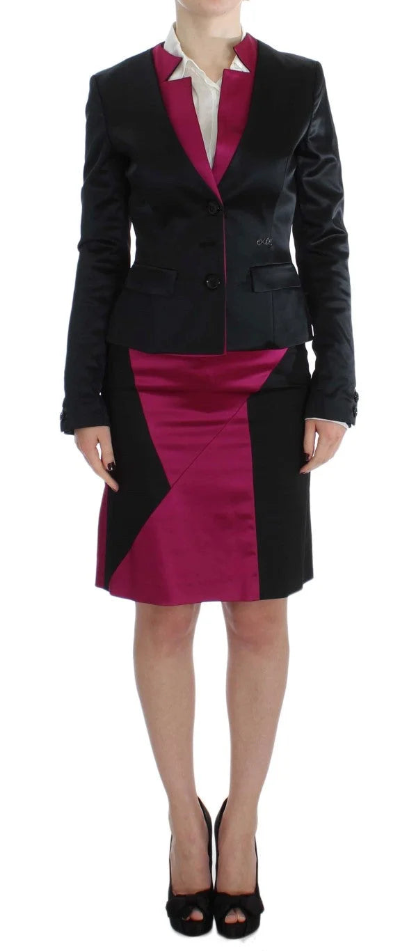 Exte Black Pink Two Piece Suit Skirt & Blazer - Skirt Suits