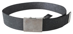 Exte Black Silver Metal Brushed Buckle Waist Belt - 100 cm / 40 Inches - Belts