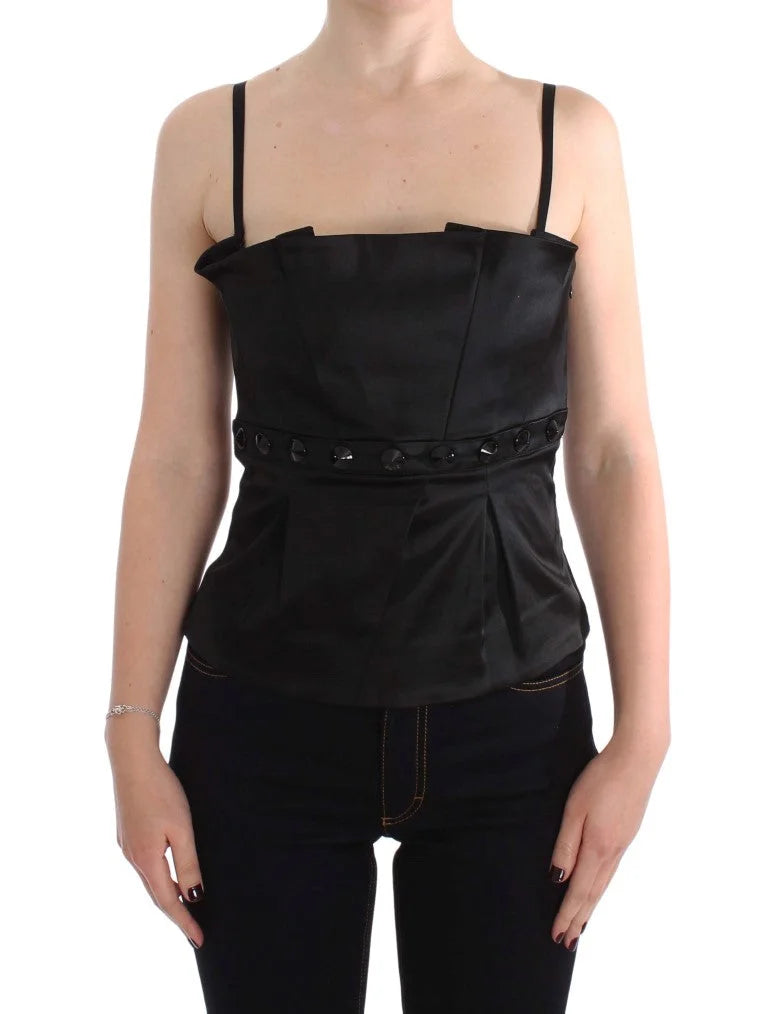 Exte Black Tank Party Evening Top Blouse - IT40|S - Tank Tops