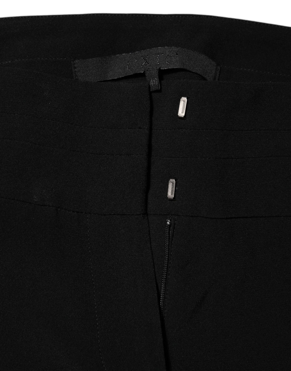 Exte Black Viscose Acetate Blend Straight Leg High Waist Pants - IT46|XL - Trousers