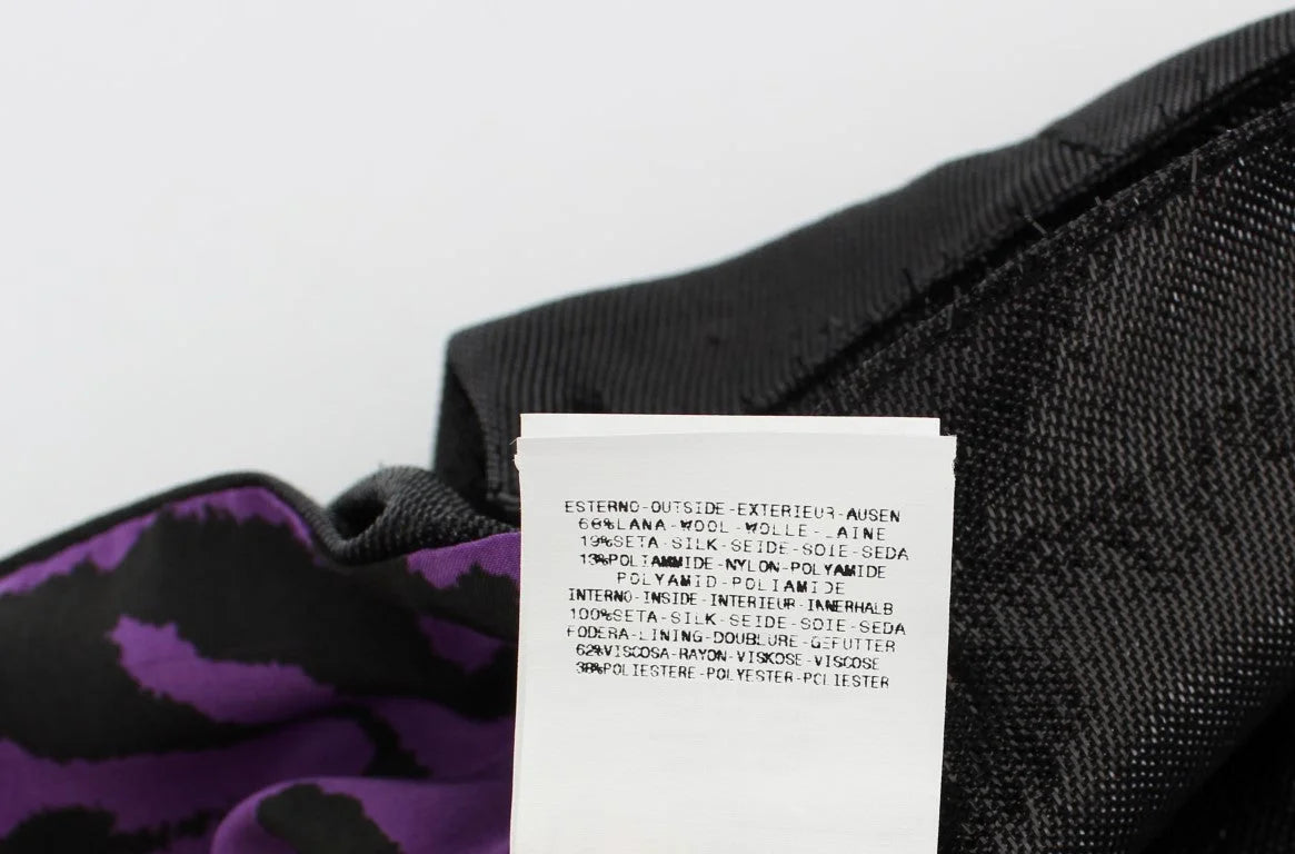 Exte Black Wool Silk Above Knee Straight Skirt - Skirts