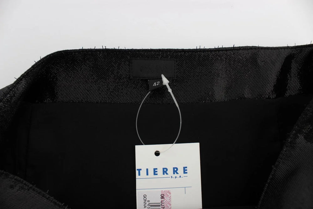 Exte Black Wool Silk Above Knee Straight Skirt - Skirts