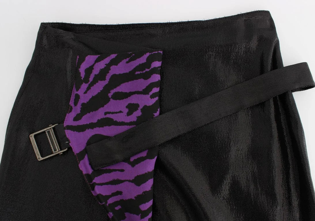 Exte Black Wool Silk Above Knee Straight Skirt - Skirts