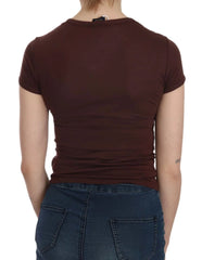 Exte Brown Hearts Short Sleeve Casual T-shirt Top - T-Shirts