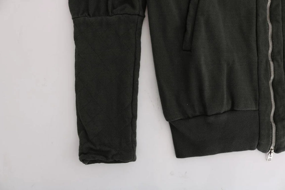 Exte Gray Top Hooded Cotton Zipper Sweater - IT40|S - Hoodies