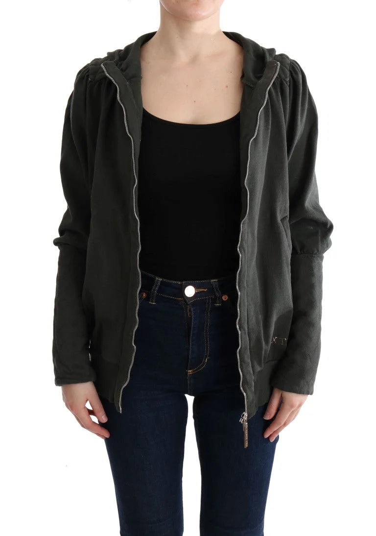 Exte Gray Top Hooded Cotton Zipper Sweater - IT40|S - Hoodies