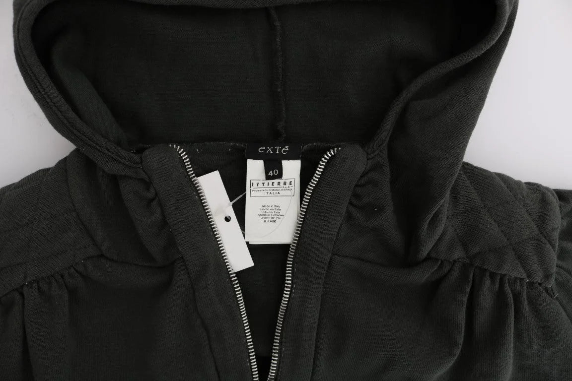 Exte Gray Top Hooded Cotton Zipper Sweater - IT40|S - Hoodies