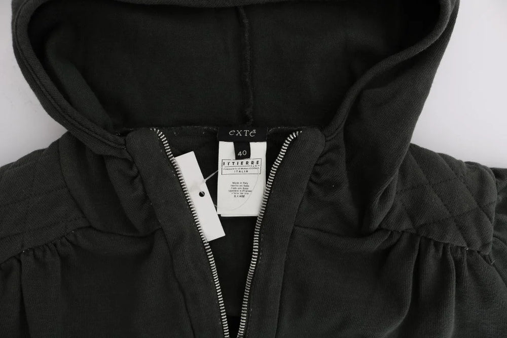 Exte Gray Top Hooded Cotton Zipper Sweater - IT40|S - Hoodies
