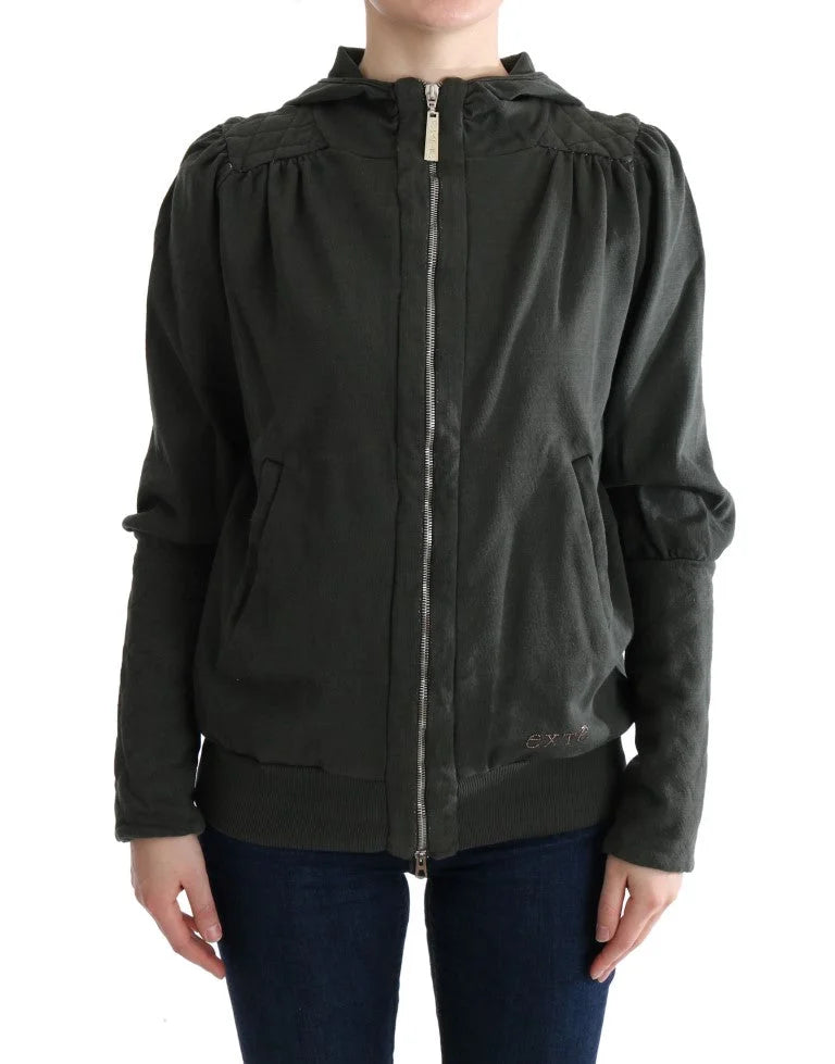 Exte Gray Top Hooded Cotton Zipper Sweater - IT40|S - Hoodies