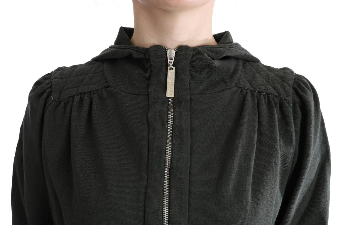 Exte Gray Top Hooded Cotton Zipper Sweater - IT40|S - Hoodies