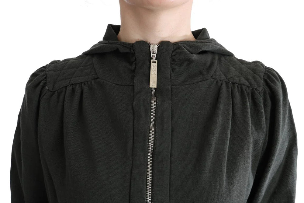 Exte Gray Top Hooded Cotton Zipper Sweater - IT40|S - Hoodies