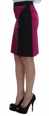 Exte Pink Black Above Knees Cotton Stretch Skirt - Skirts