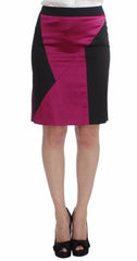 Exte Pink Black Above Knees Cotton Stretch Skirt - Skirts