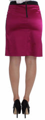 Exte Pink Black Above Knees Cotton Stretch Skirt - Skirts
