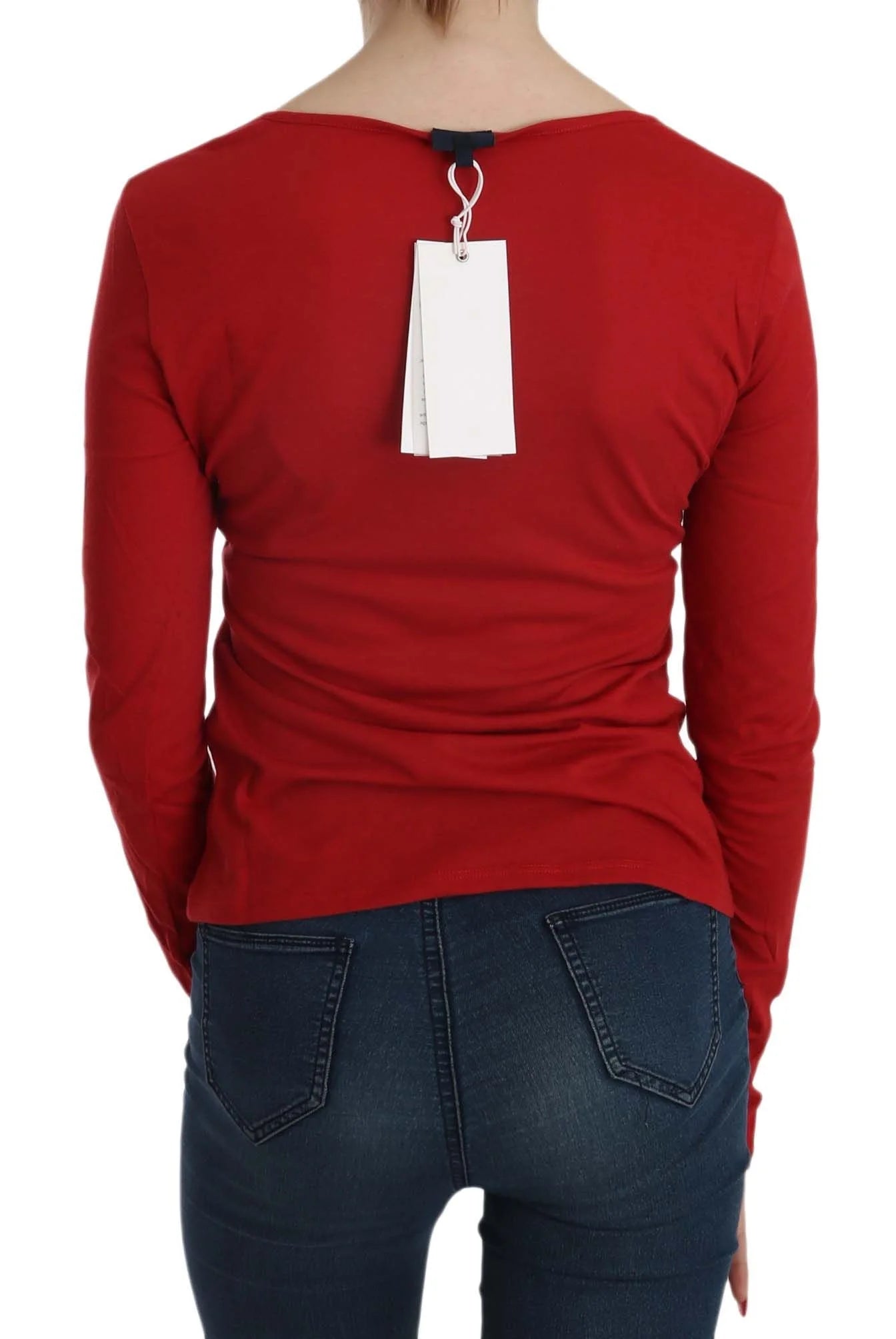 Exte Red Crystal Embellished Long Sleeve Blouse - Blouses