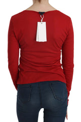 Exte Red Crystal Embellished Long Sleeve Blouse - Blouses