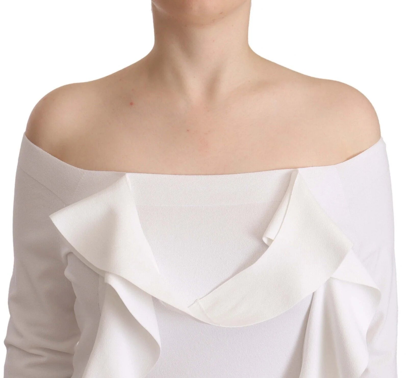 EXTERIOR White Long Sleeves Off Shoulder Women Top Blouse - IT44|L - Blouses