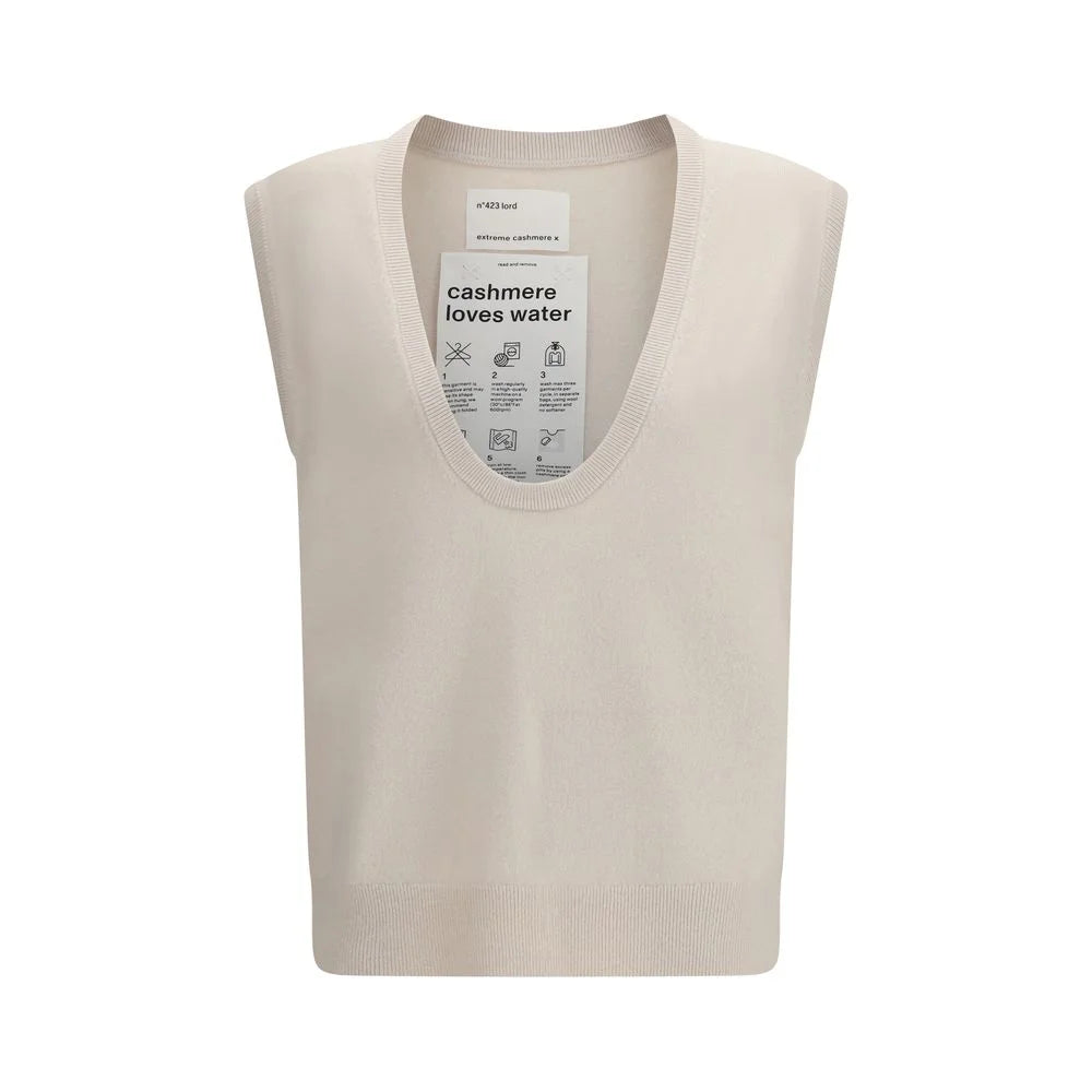 Extreme Cashmere Beige Cashmere Sleeveles Sweater - One Size