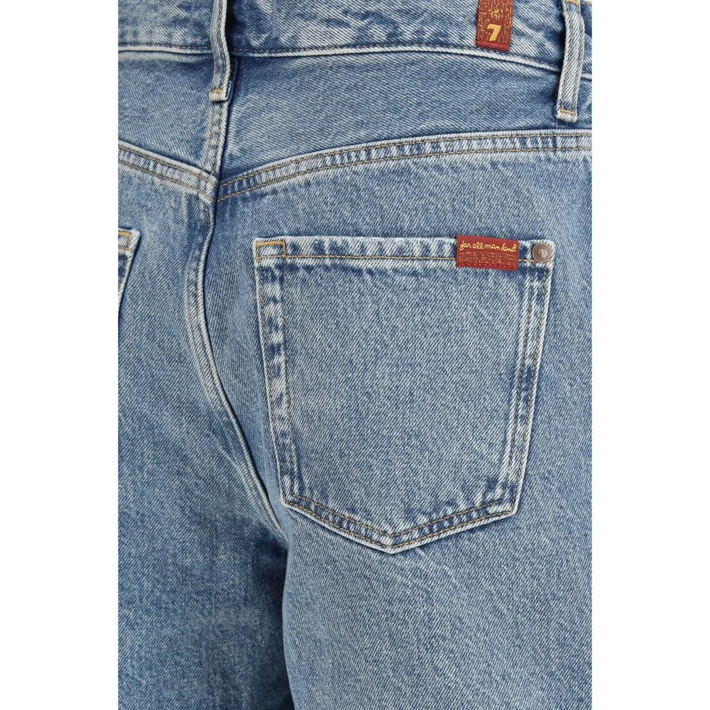 7FOR Blue Cotton Bermuda Shorts