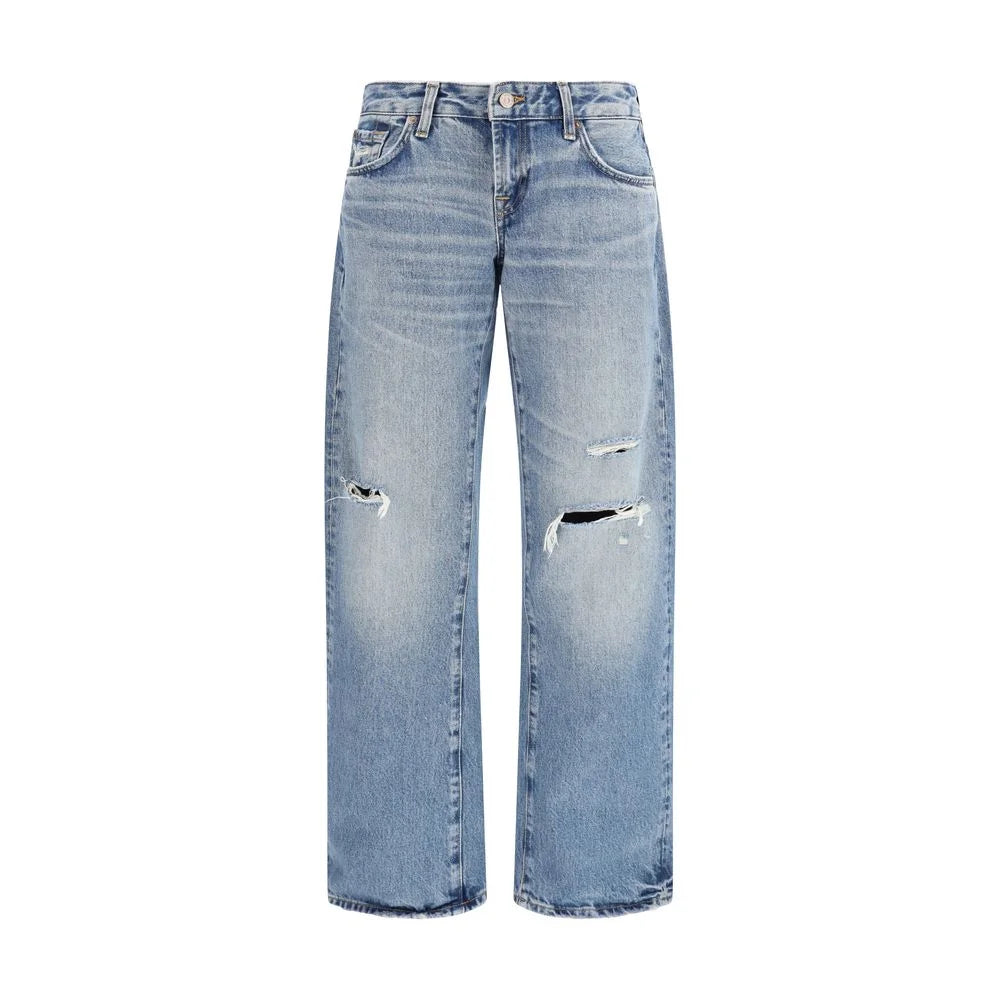 7FOR Blue Cotton Straight-Leg Jeans