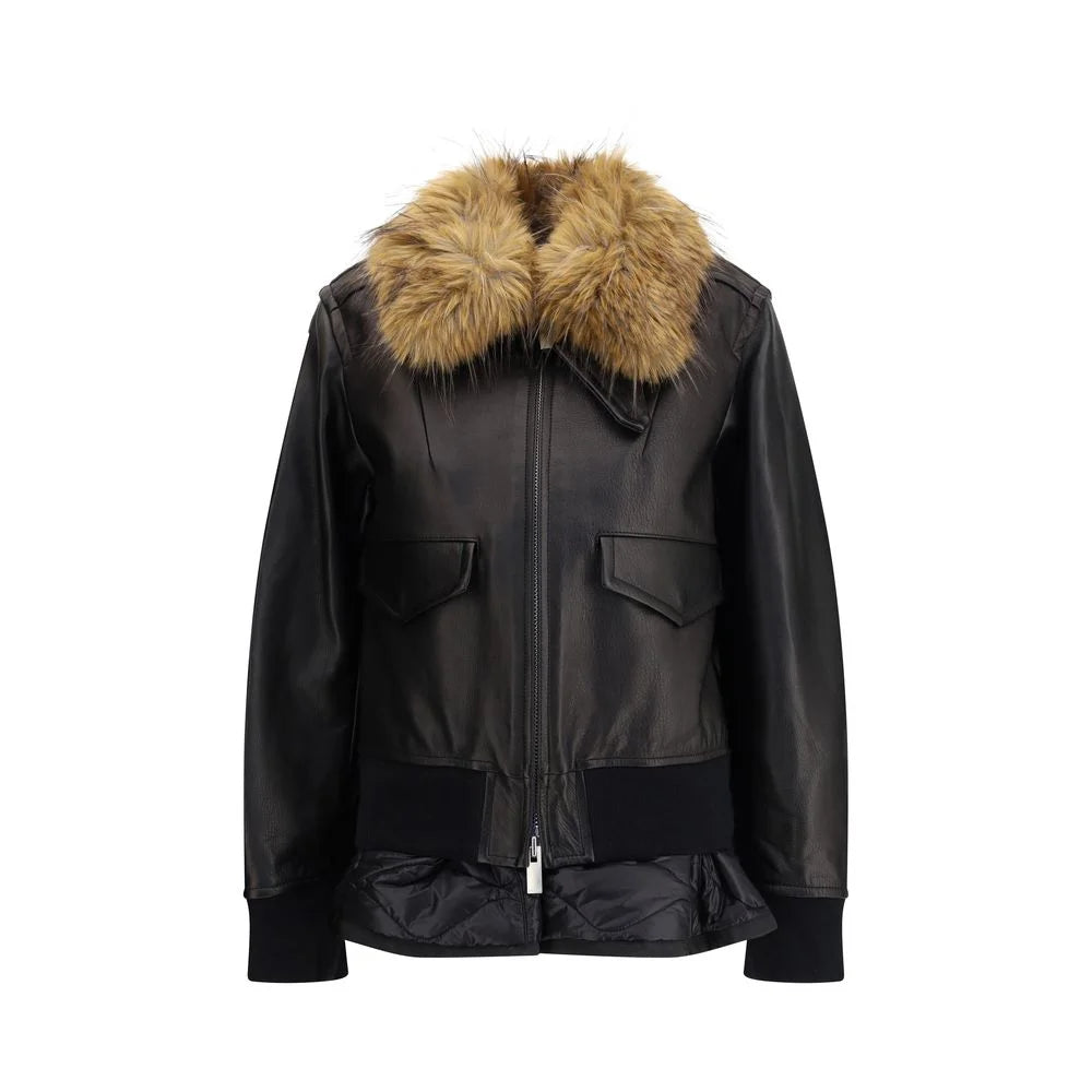 Sacai Black Leather Jacket - 3