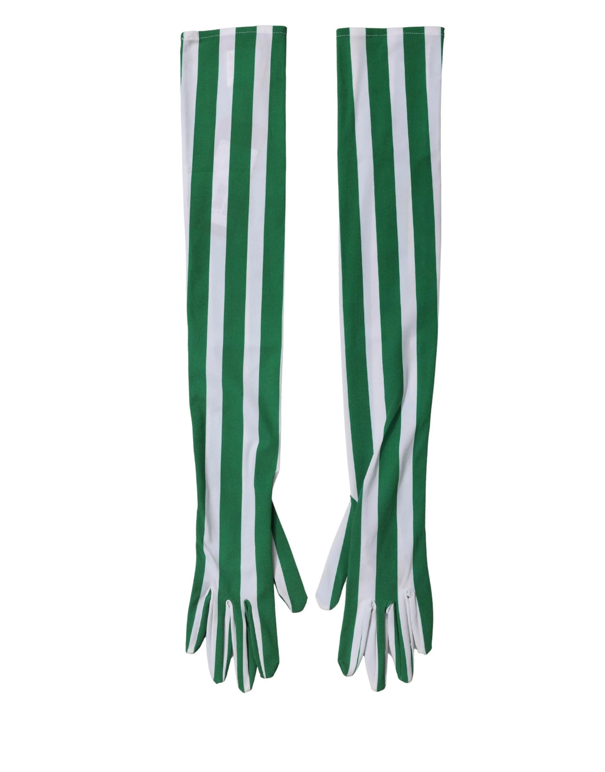 Dolce & Gabbana Green White Stripes Nylon Elbow Length Women Gloves - 7|S