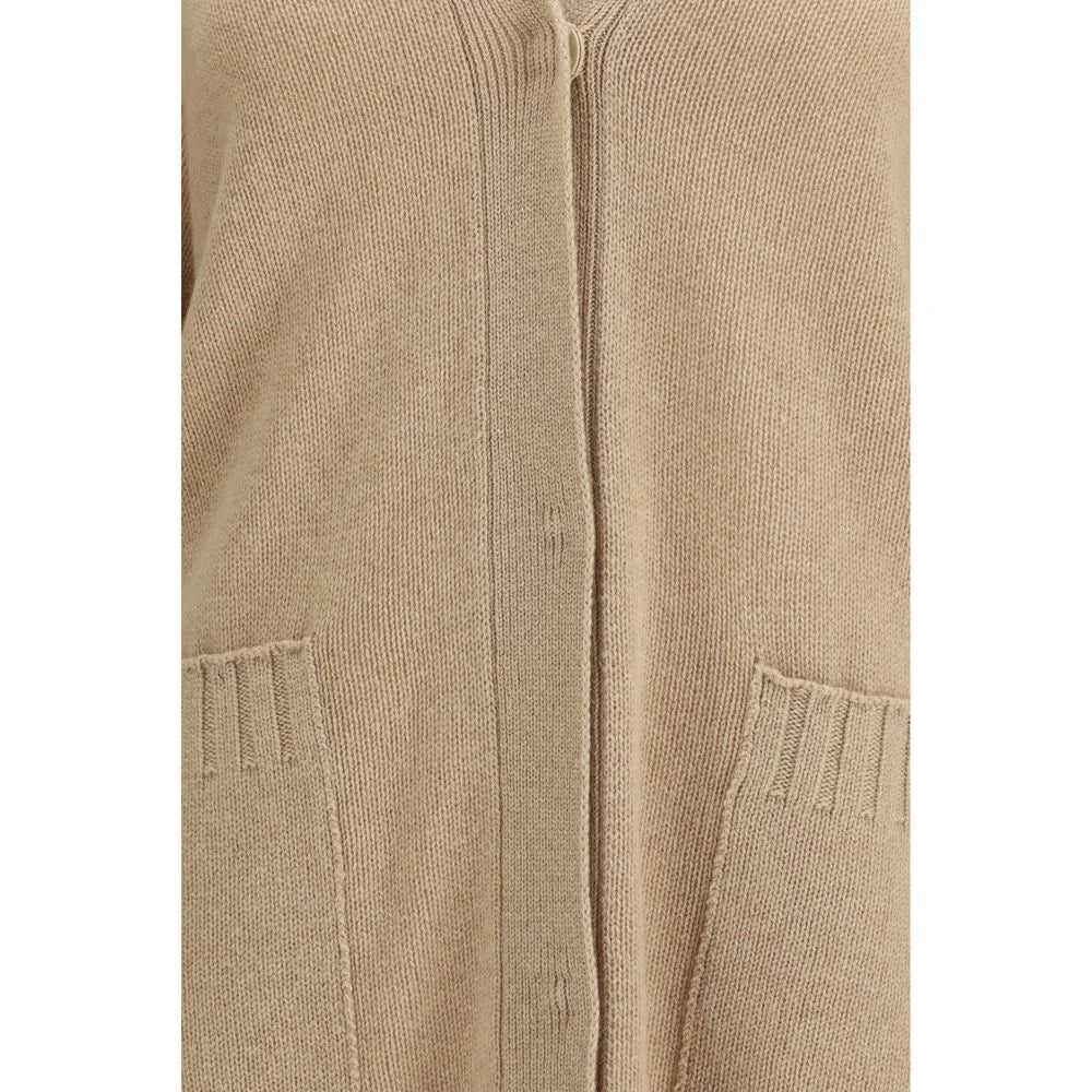Fabiana Filippi Beige Fleece Wool Cardigan