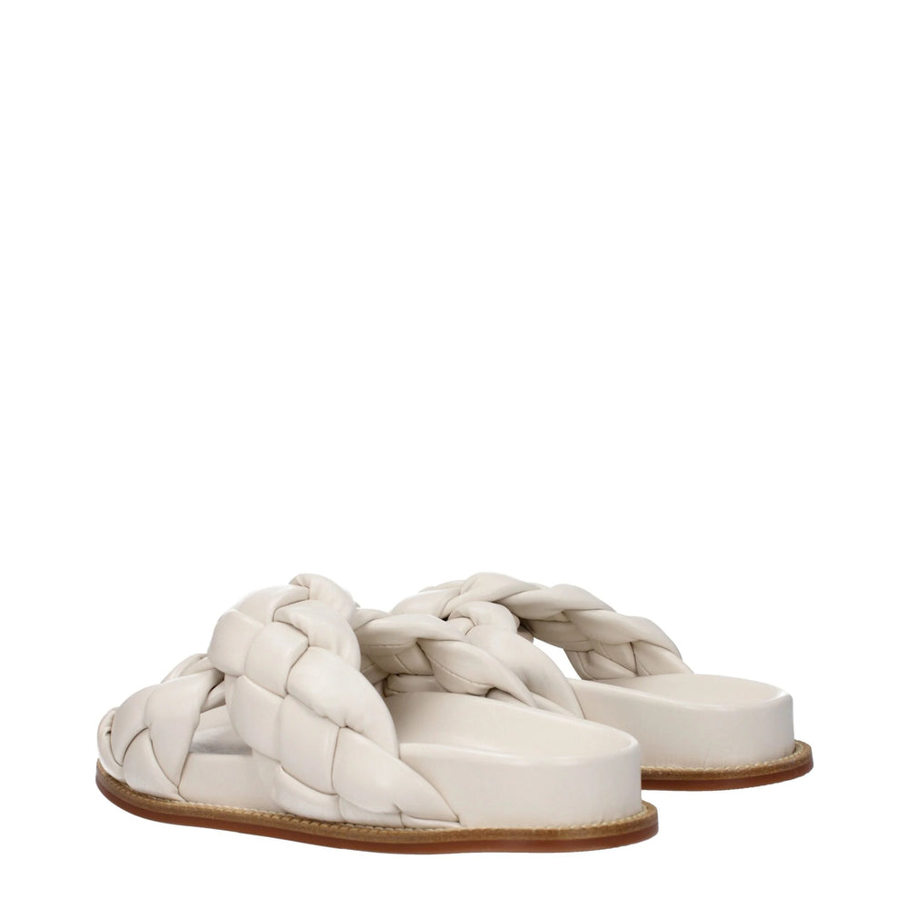 Fabiana Filippi Beige Leather Slippers Sandals - Sandals