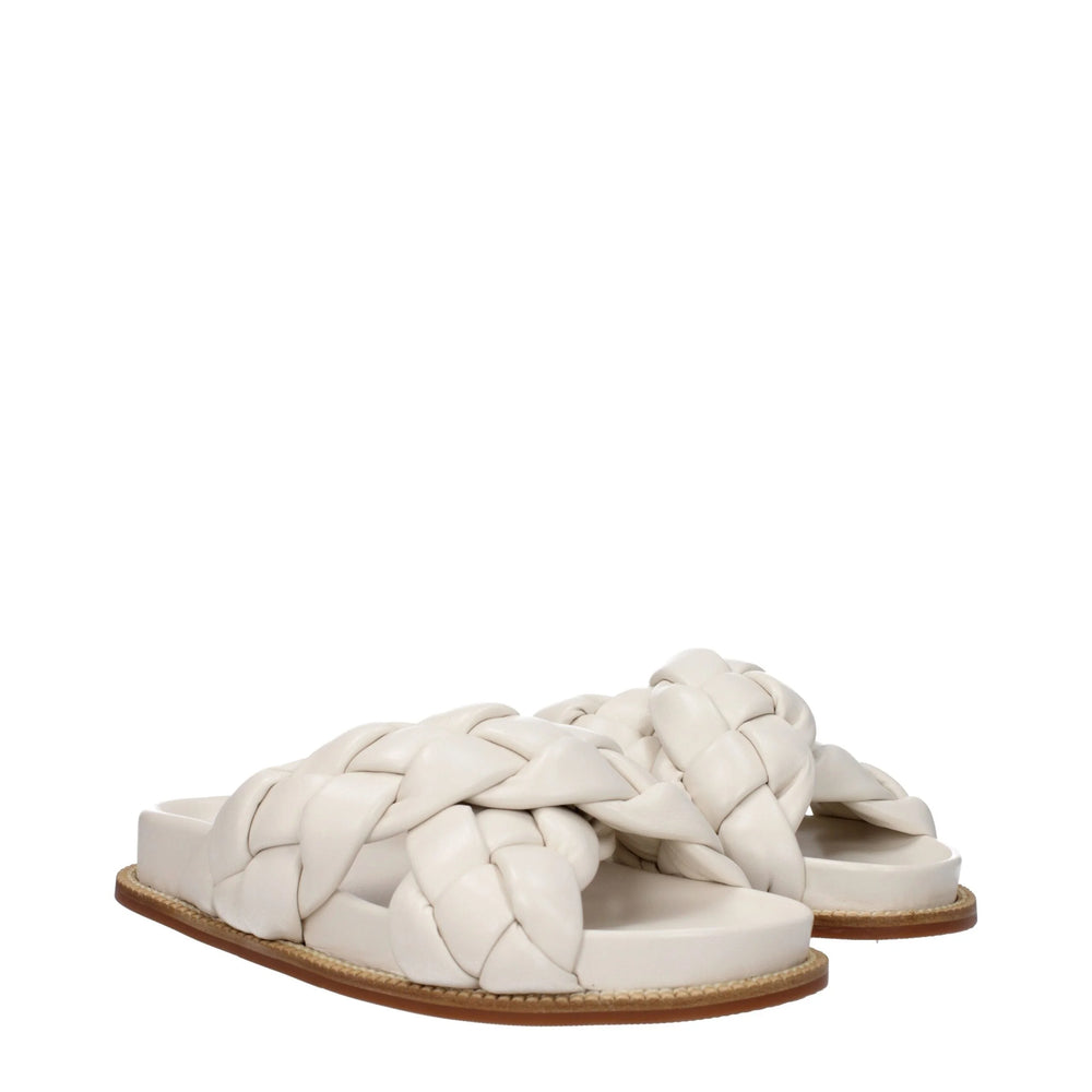 Fabiana Filippi Beige Leather Slippers Sandals