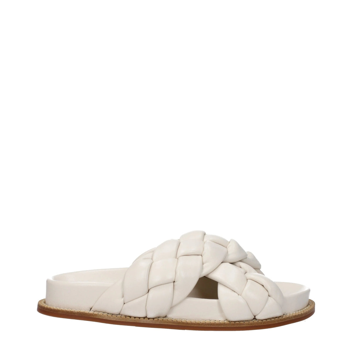 Fabiana Filippi Beige Leather Slippers Sandals - Sandals