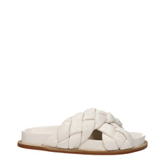 Fabiana Filippi Beige Leather Slippers Sandals - Sandals