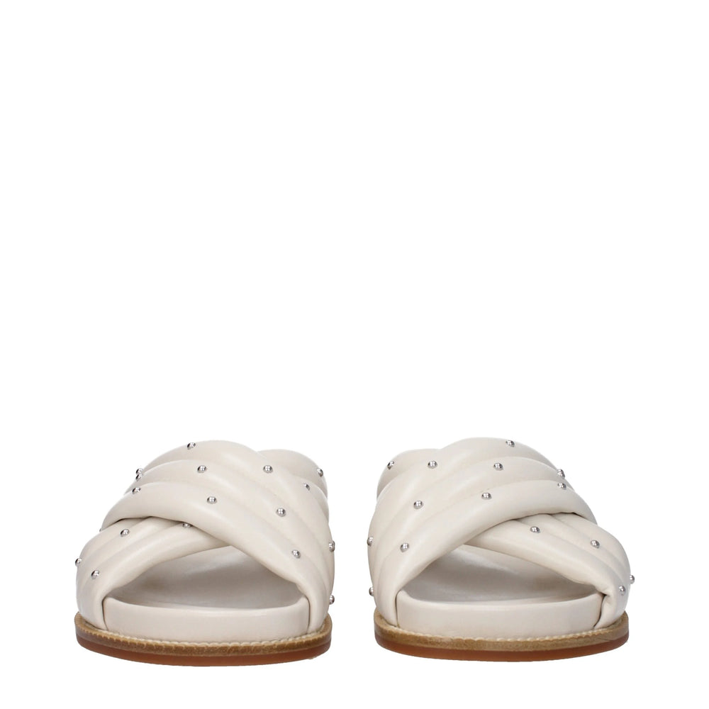 Fabiana Filippi Beige Leather Slippers Sandals - EU36/US6