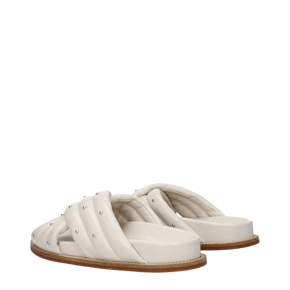 Fabiana Filippi Beige Leather Slippers Sandals - EU36/US6