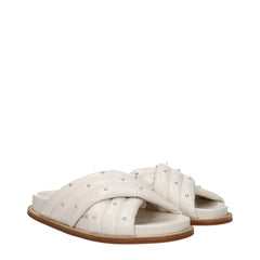Fabiana Filippi Beige Leather Slippers Sandals - EU36/US6