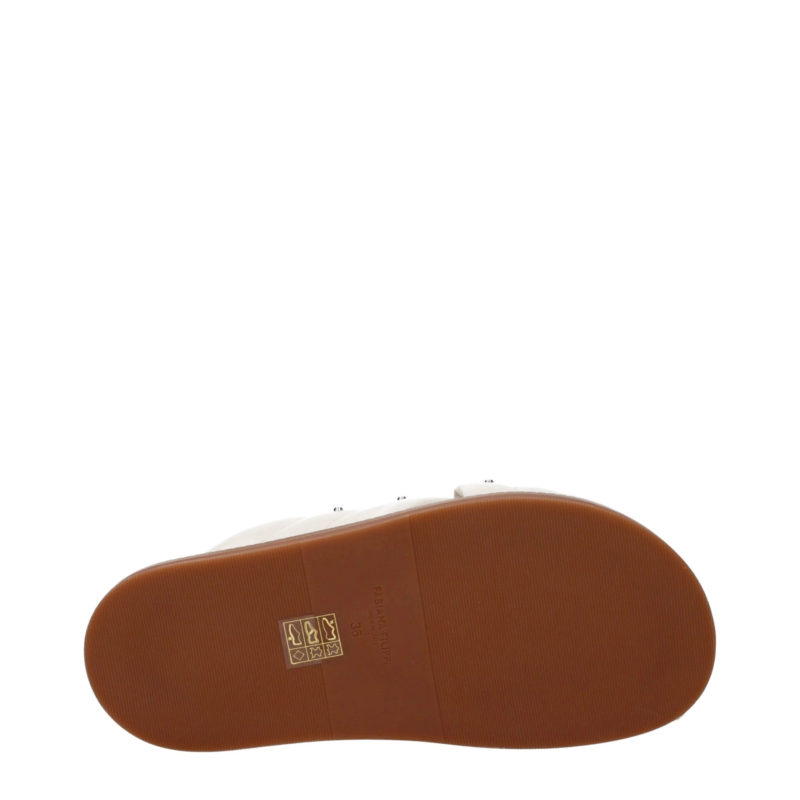 Fabiana Filippi Beige Leather Slippers Sandals - EU36/US6