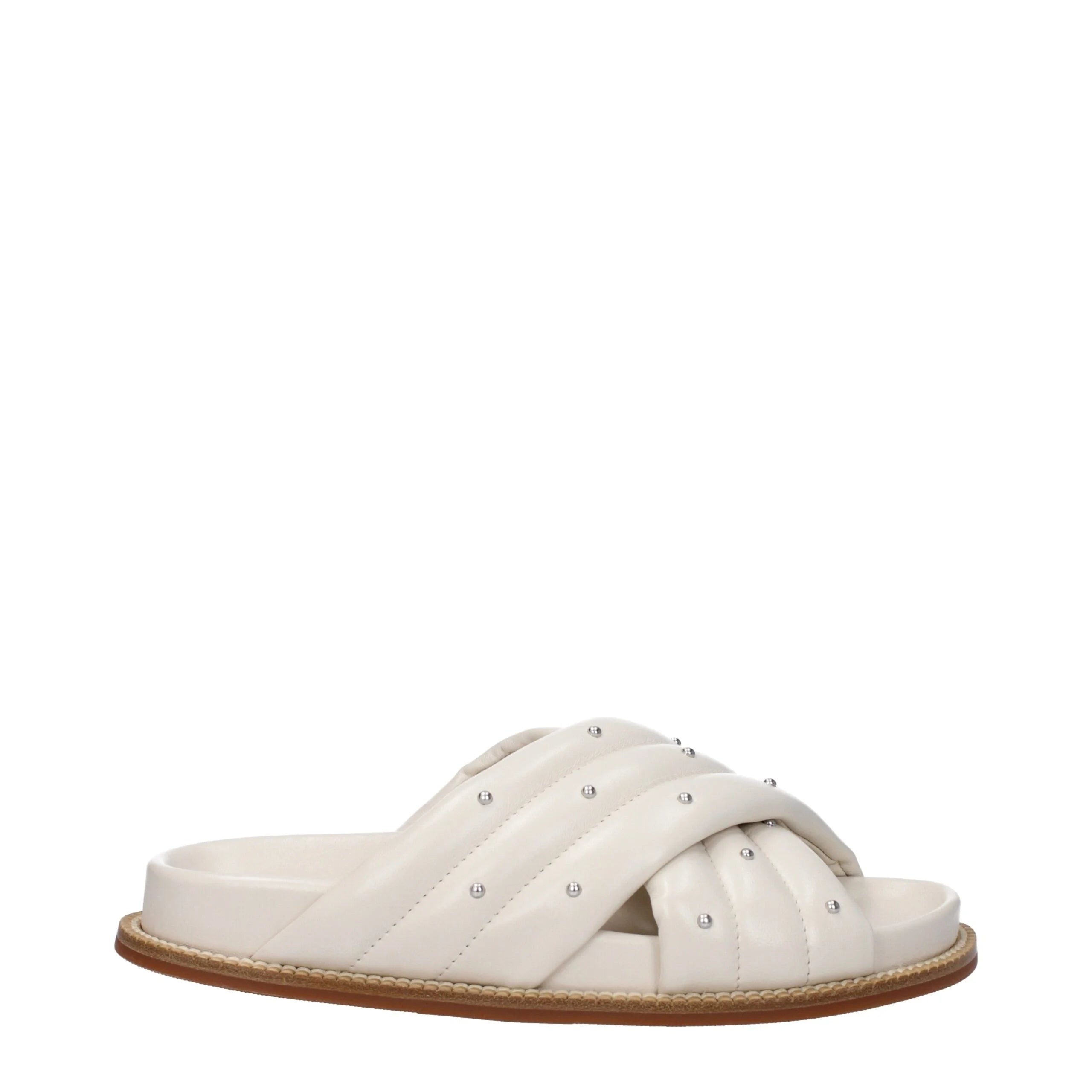 Fabiana Filippi Beige Leather Slippers Sandals - EU36/US6