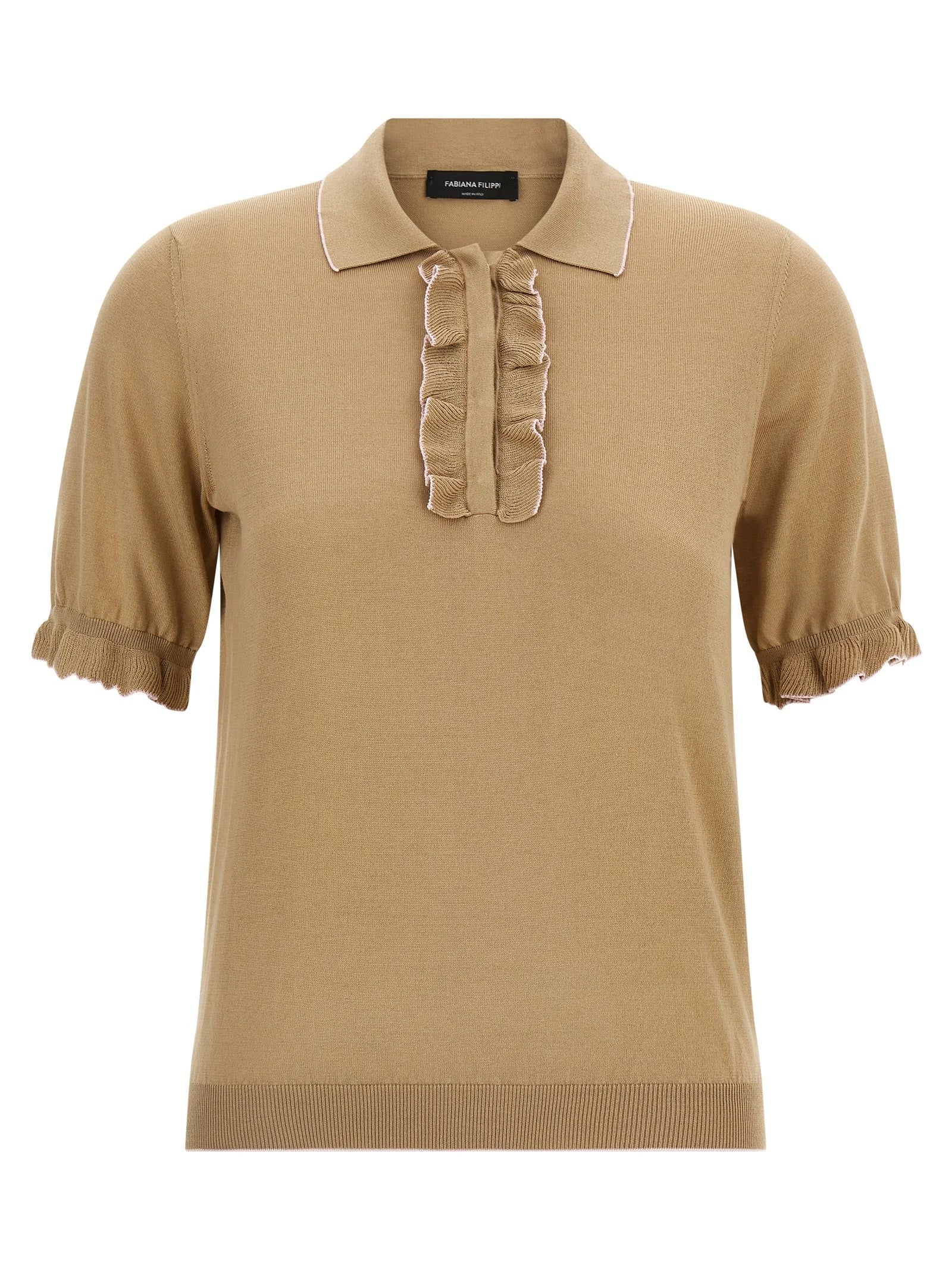 Fabiana Filippi Beige Silk Polo Shirt - IT42