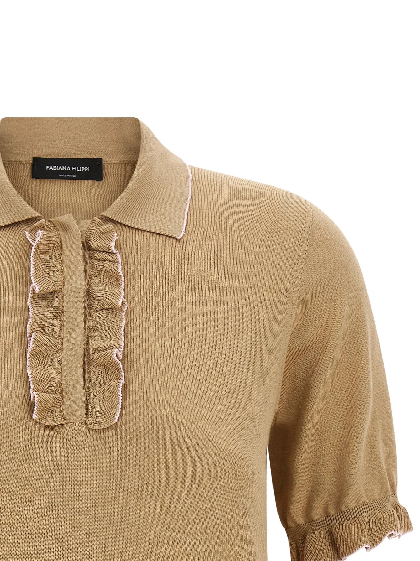 Fabiana Filippi Beige Silk Polo Shirt - IT42
