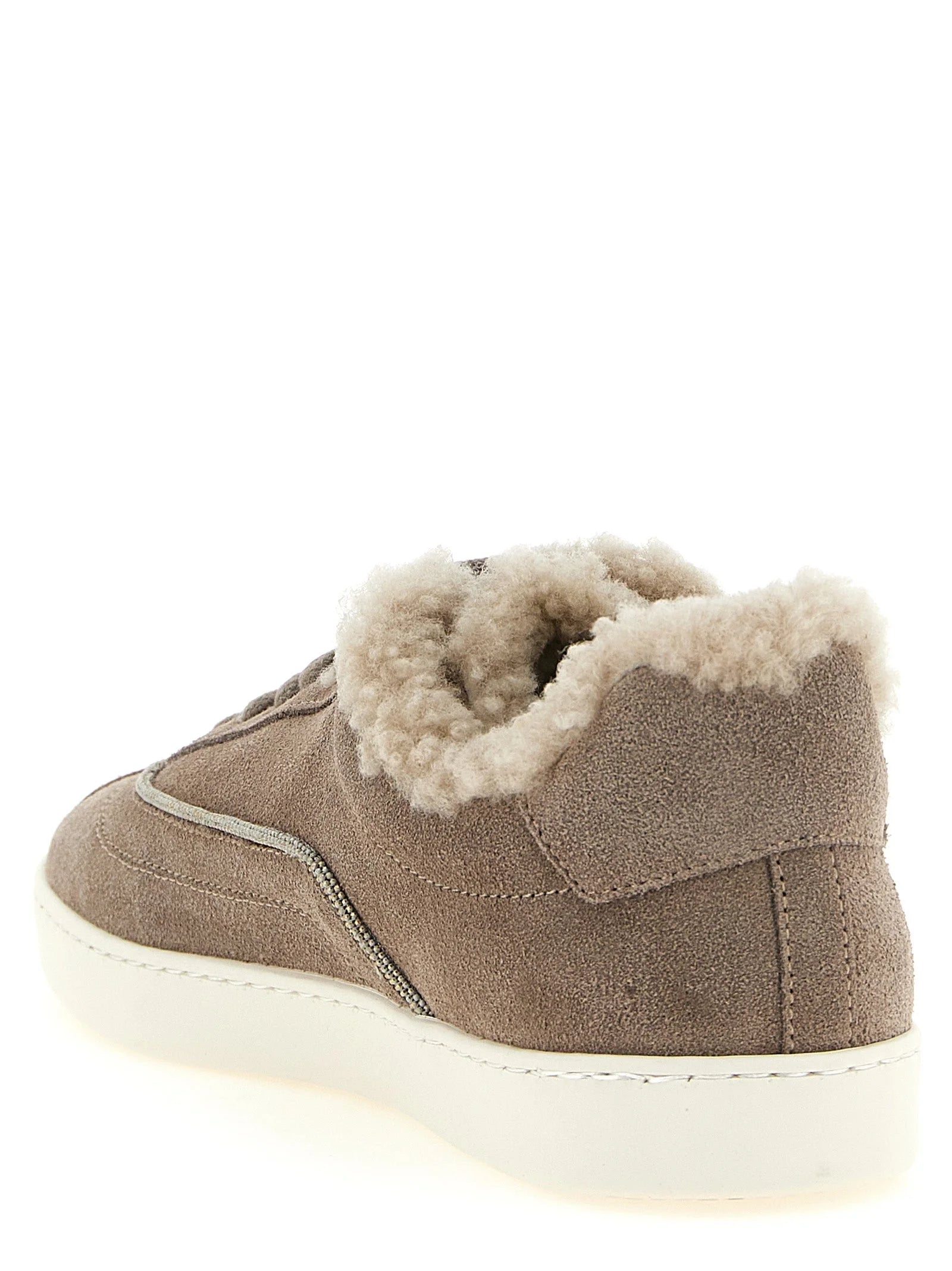 Fabiana Filippi Beige Suede Leather Low Top Sneakers