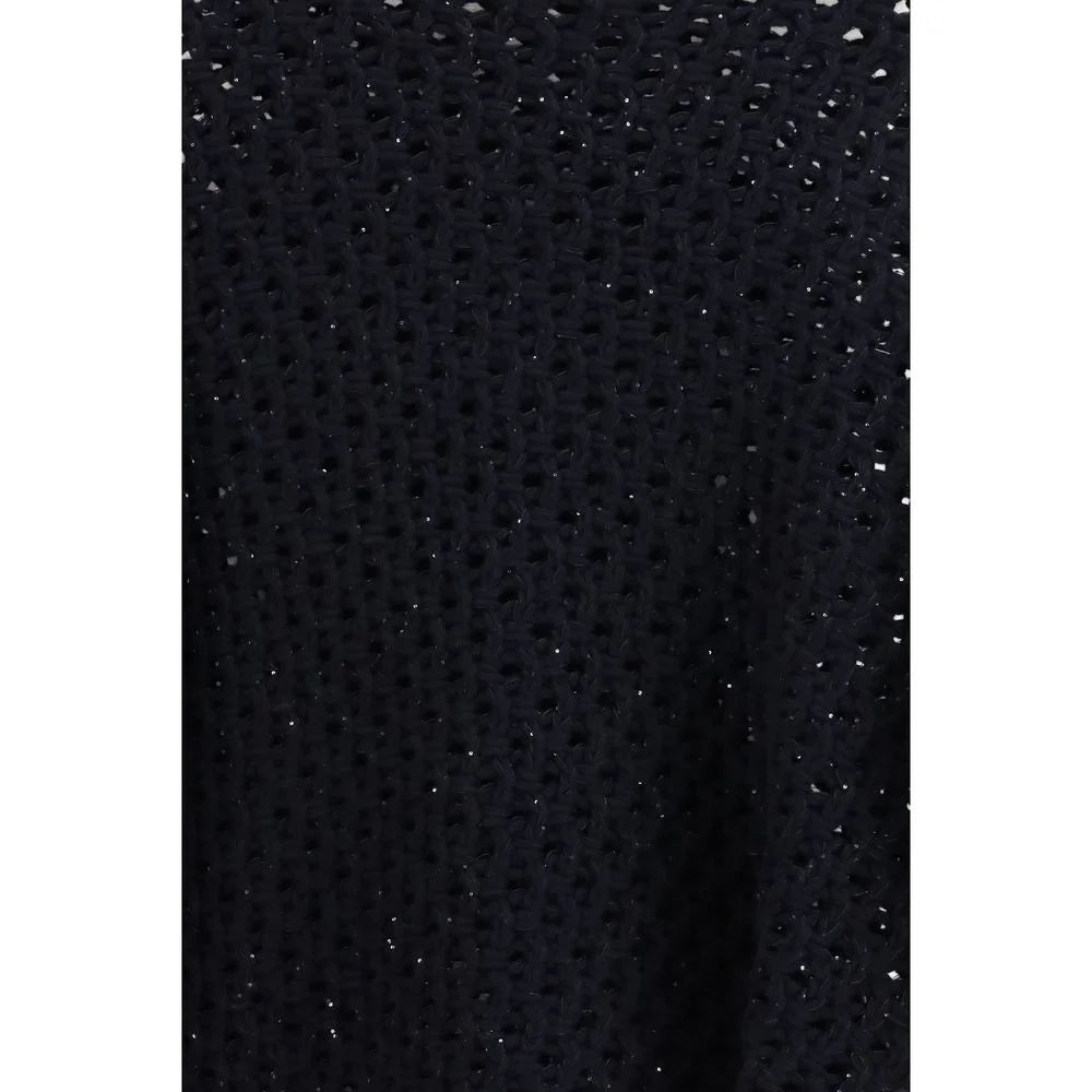 Fabiana Filippi Black Fleece Wool Sweatshirt