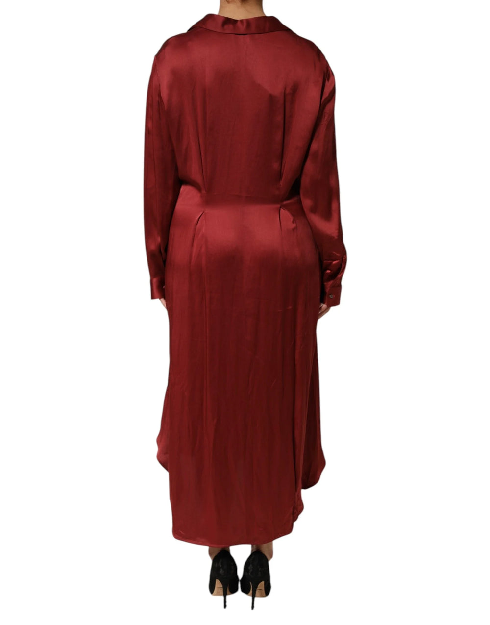 Fabiana Filippi Burgundy Acetate Viscose Satin Long Dress - IT46|XL - Dresses