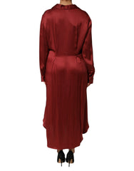 Fabiana Filippi Burgundy Acetate Viscose Satin Long Dress - IT46|XL - Dresses