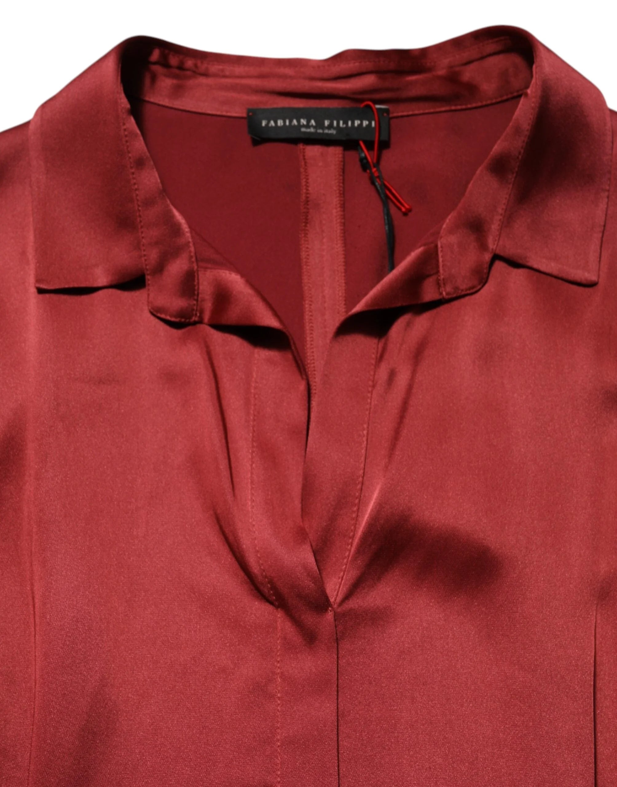 Fabiana Filippi Burgundy Acetate Viscose Satin Long Dress - IT46|XL - Dresses