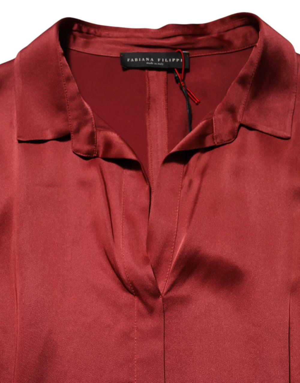 Fabiana Filippi Burgundy Acetate Viscose Satin Long Dress - IT46|XL - Dresses